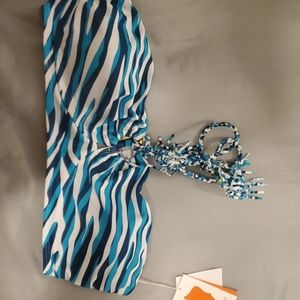Blue striped bathing suit top